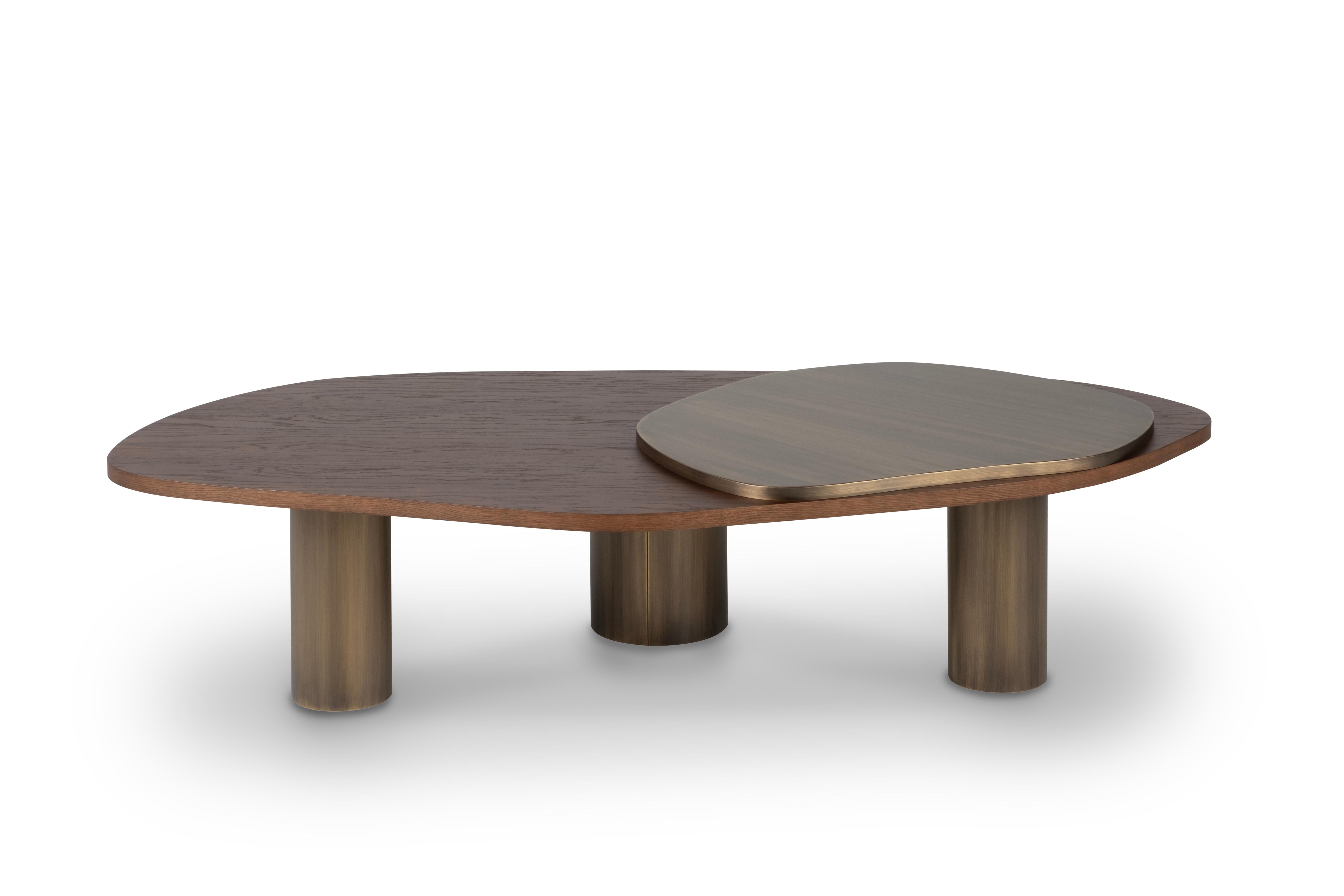 Contemporary Modern Landscape Nesting Coffee Tables Onyx Brass Handmade Portugal Greenapple For Sale