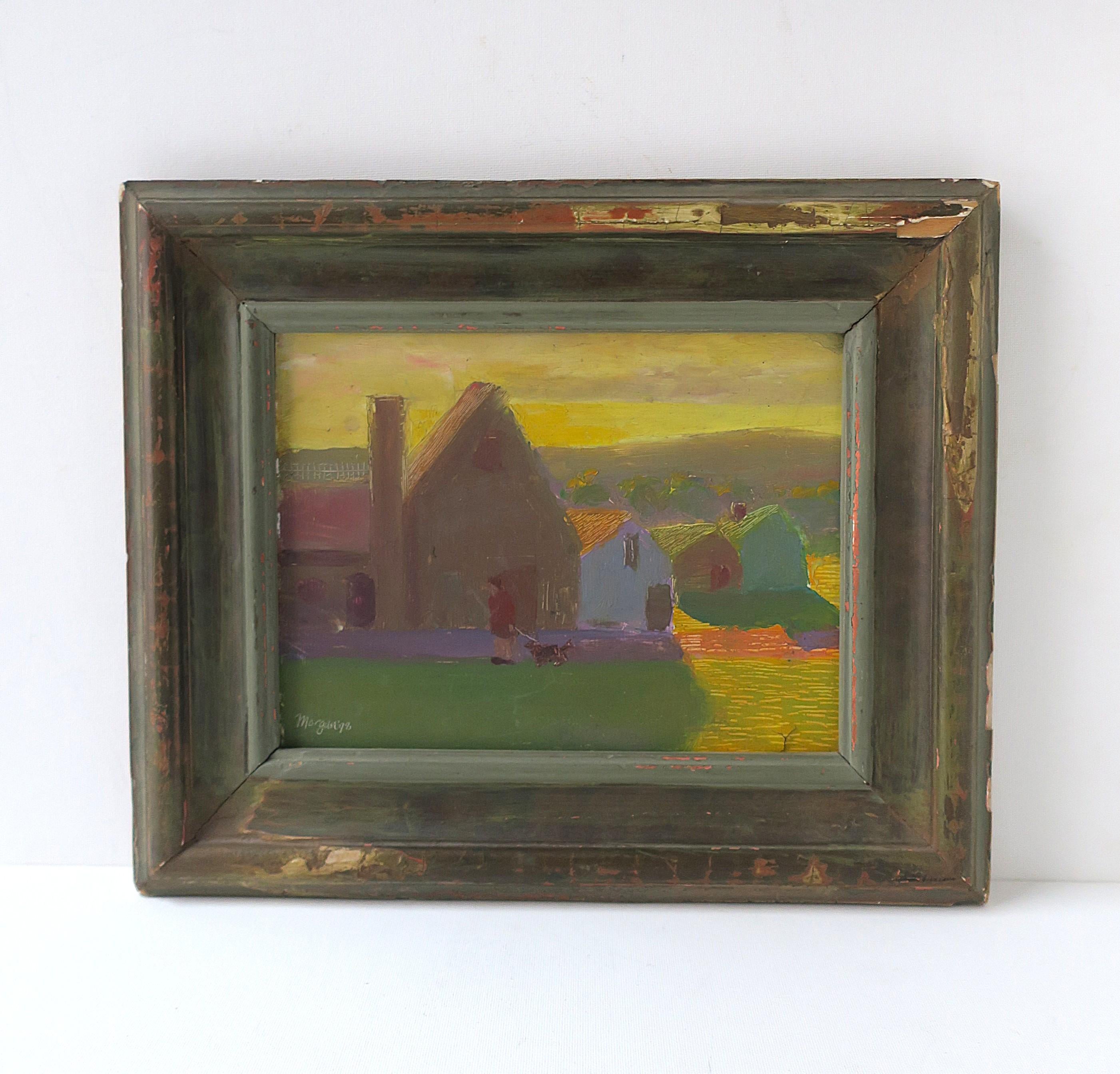 Moderno Quadro di paesaggio moderno con cane, 1978 in vendita