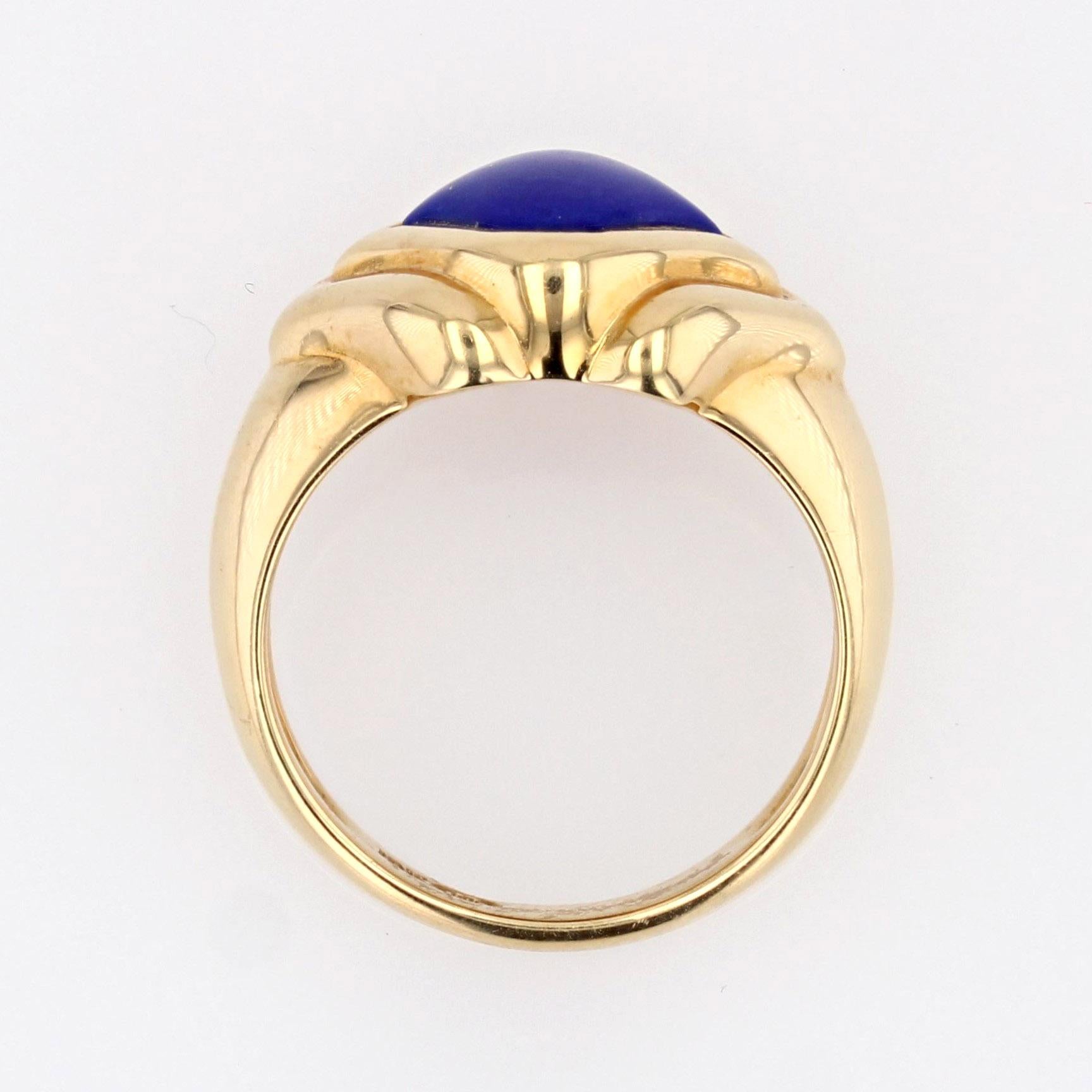 Modern Lapis Lazuli 18 Karat Yellow Gold Ring 7