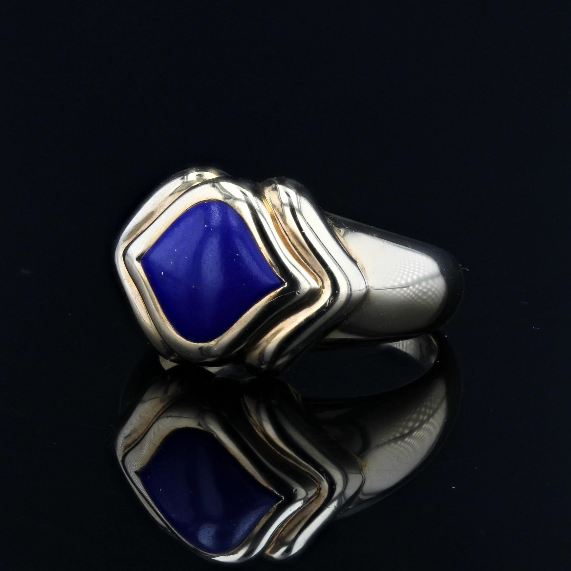 Modern Lapis Lazuli 18 Karat Yellow Gold Ring 2