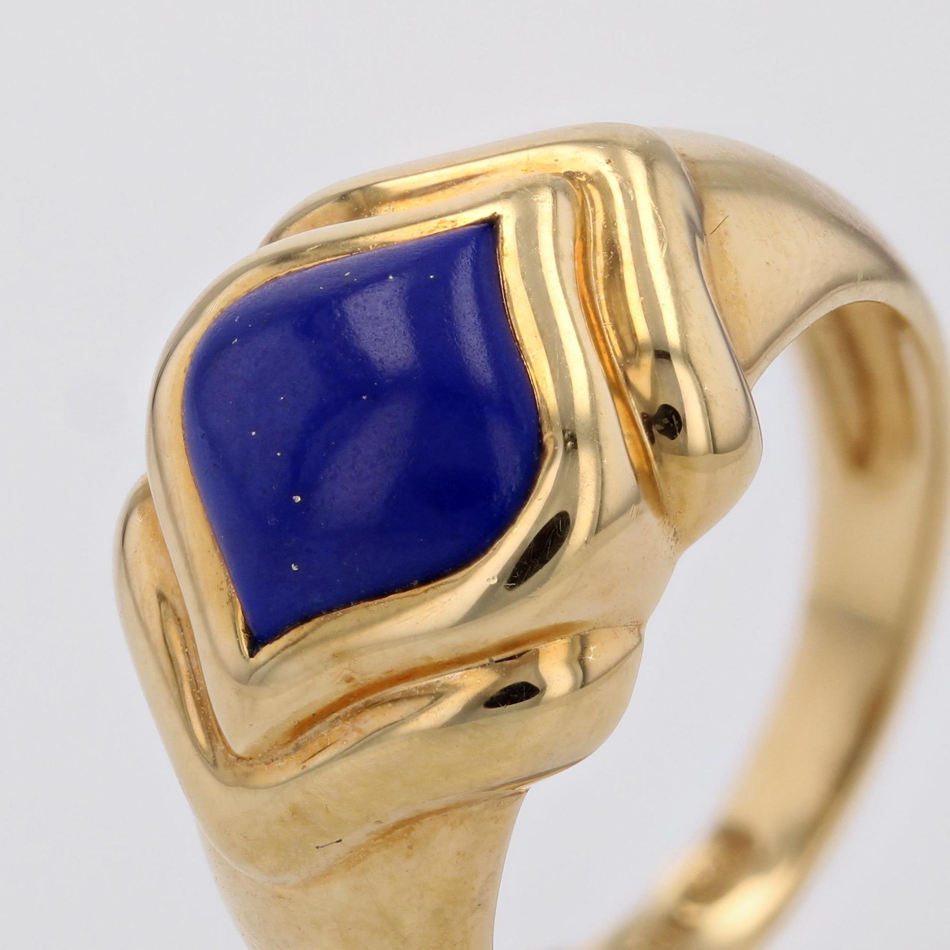 Modern Lapis Lazuli 18 Karat Yellow Gold Ring 4