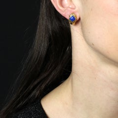 Modern Lapis Lazuli 18 Karat Yellow Gold Stud Earrings