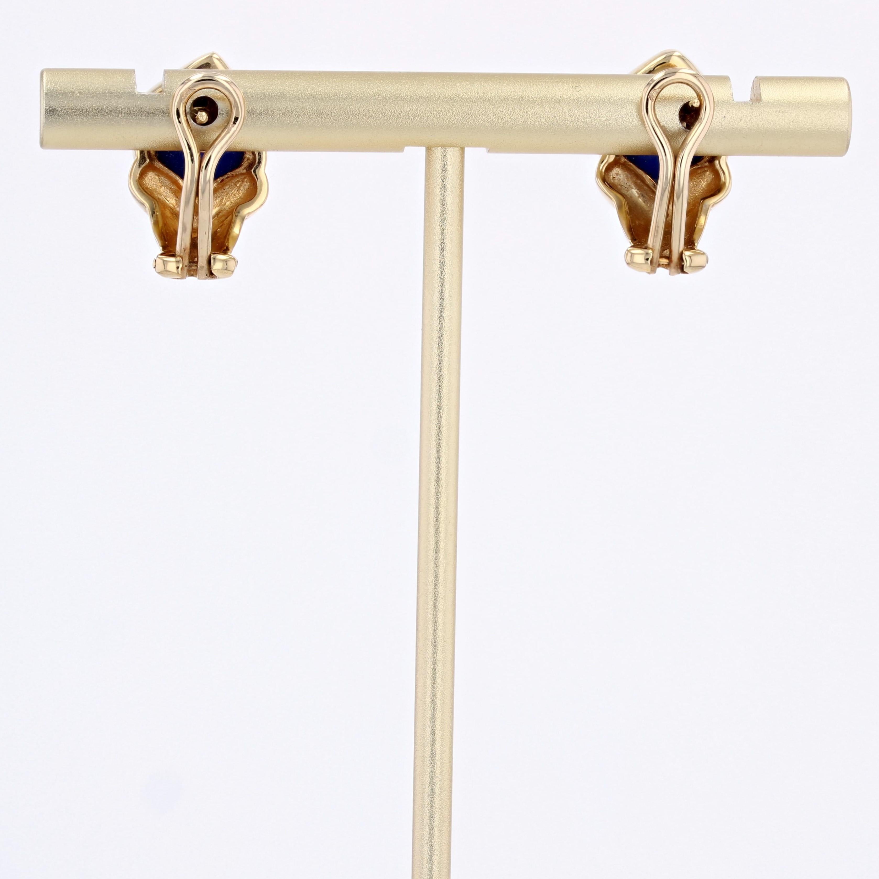 Clous d'oreilles modernes en or jaune 18 carats et lapis-lazuli en vente 3