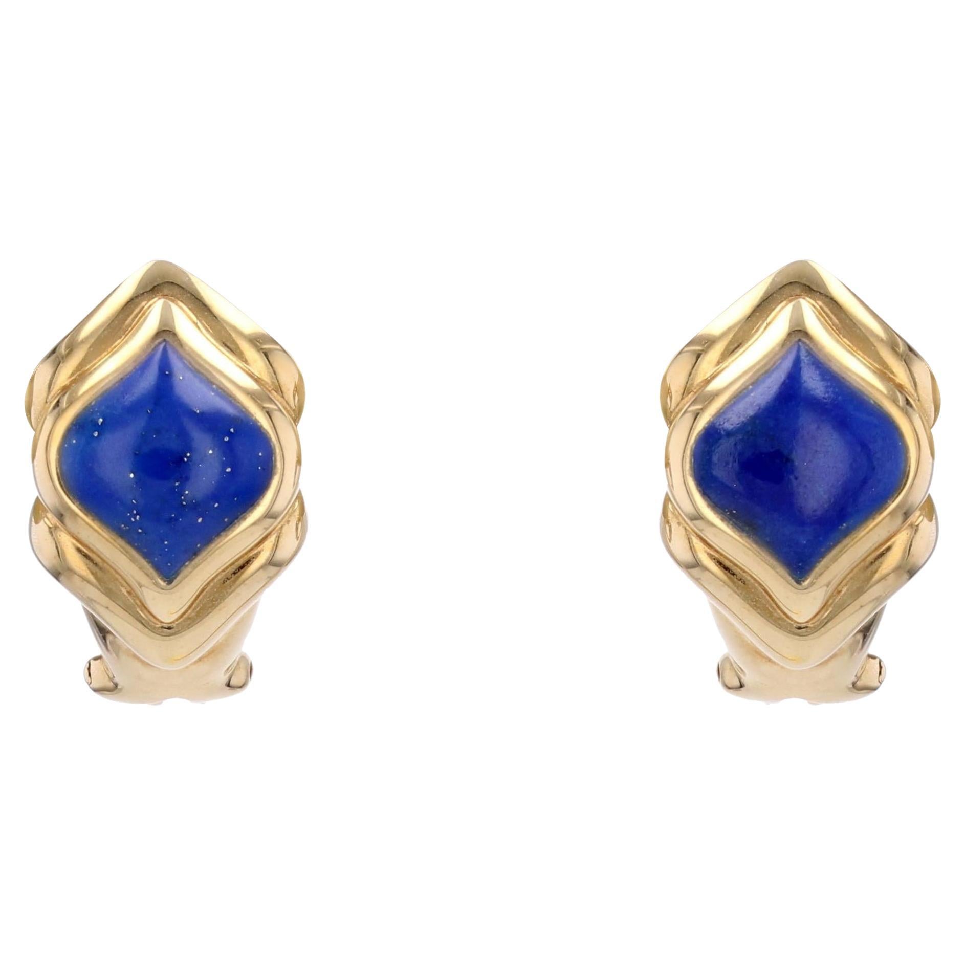 Modern Lapis Lazuli 18 Karat Yellow Gold Stud Earrings