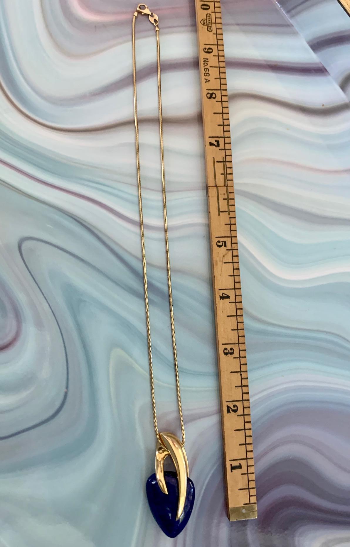 Kria Lapis Lazuli in 18 Karat Yellow Gold Setting and 18 Karat Snake Chain 3
