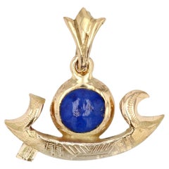 Modern Lapis Lzuli 18 Karat Yellow Gold Egyptian Boat Pendant