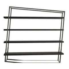 Modern Large Accent Bookcase with Shelves in High-Gloss & Matt Black Lacquer