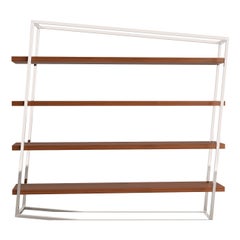 Modern Large Accent Bookcase with Shelves Tineo Wood & Brushed Stainless Steel