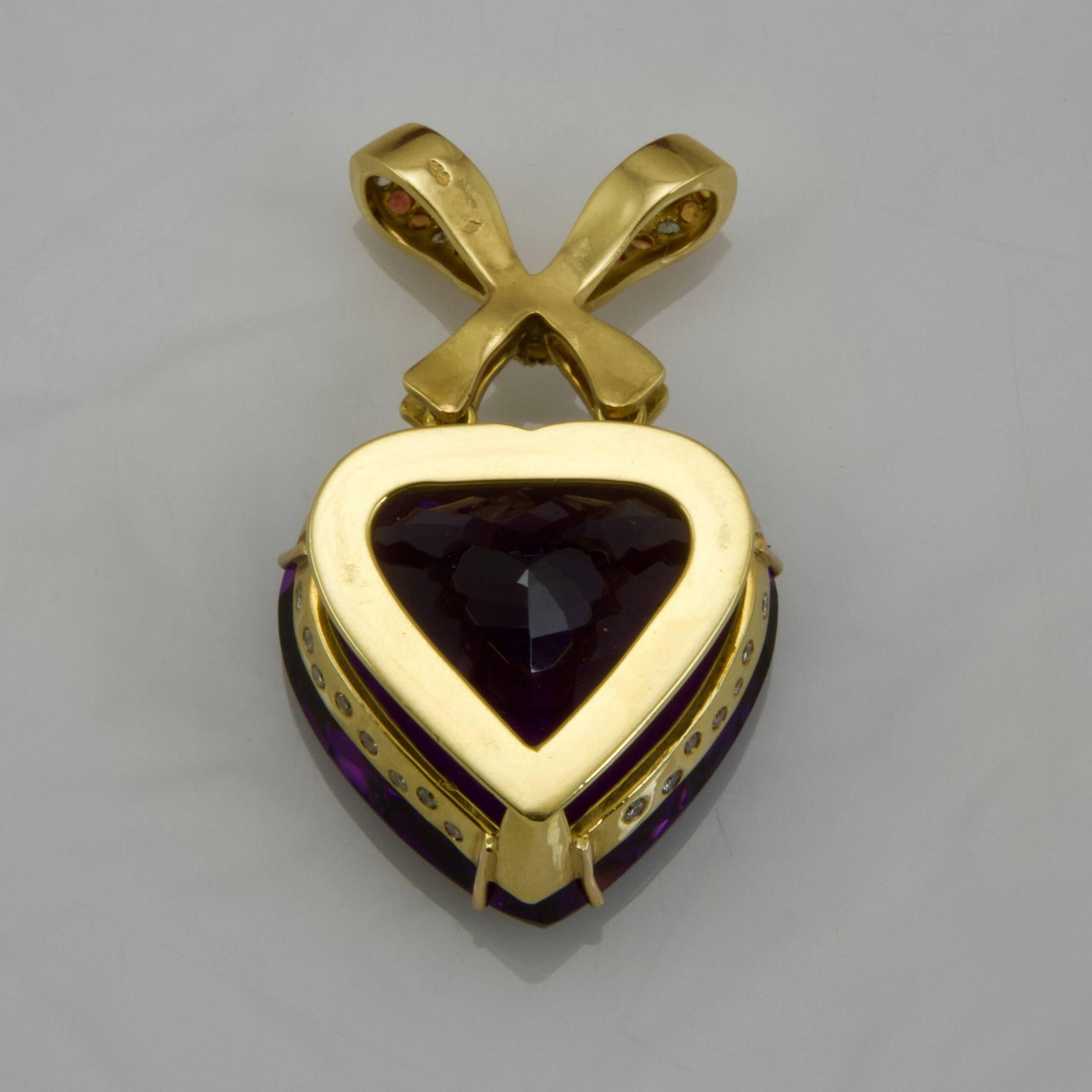 Baroque Revival Modern Large Amethyst Heart Pendant For Sale