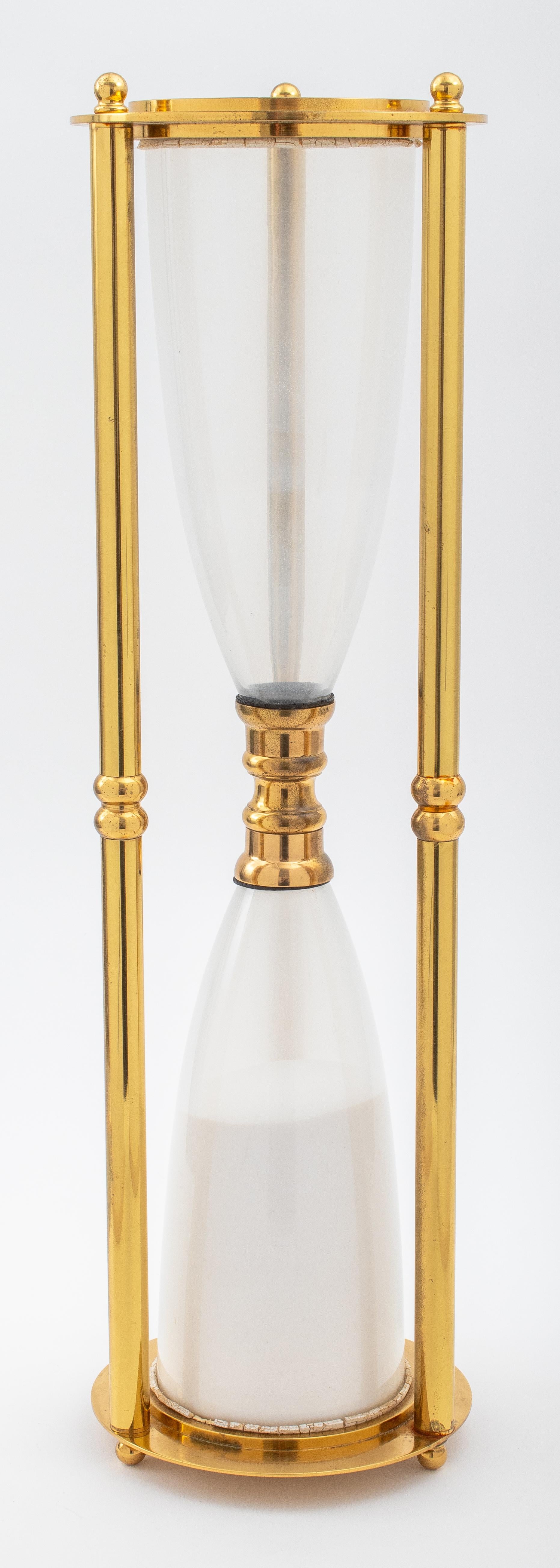 Modern Large Brass White Sand Hourglass In Good Condition In Astoria, NY