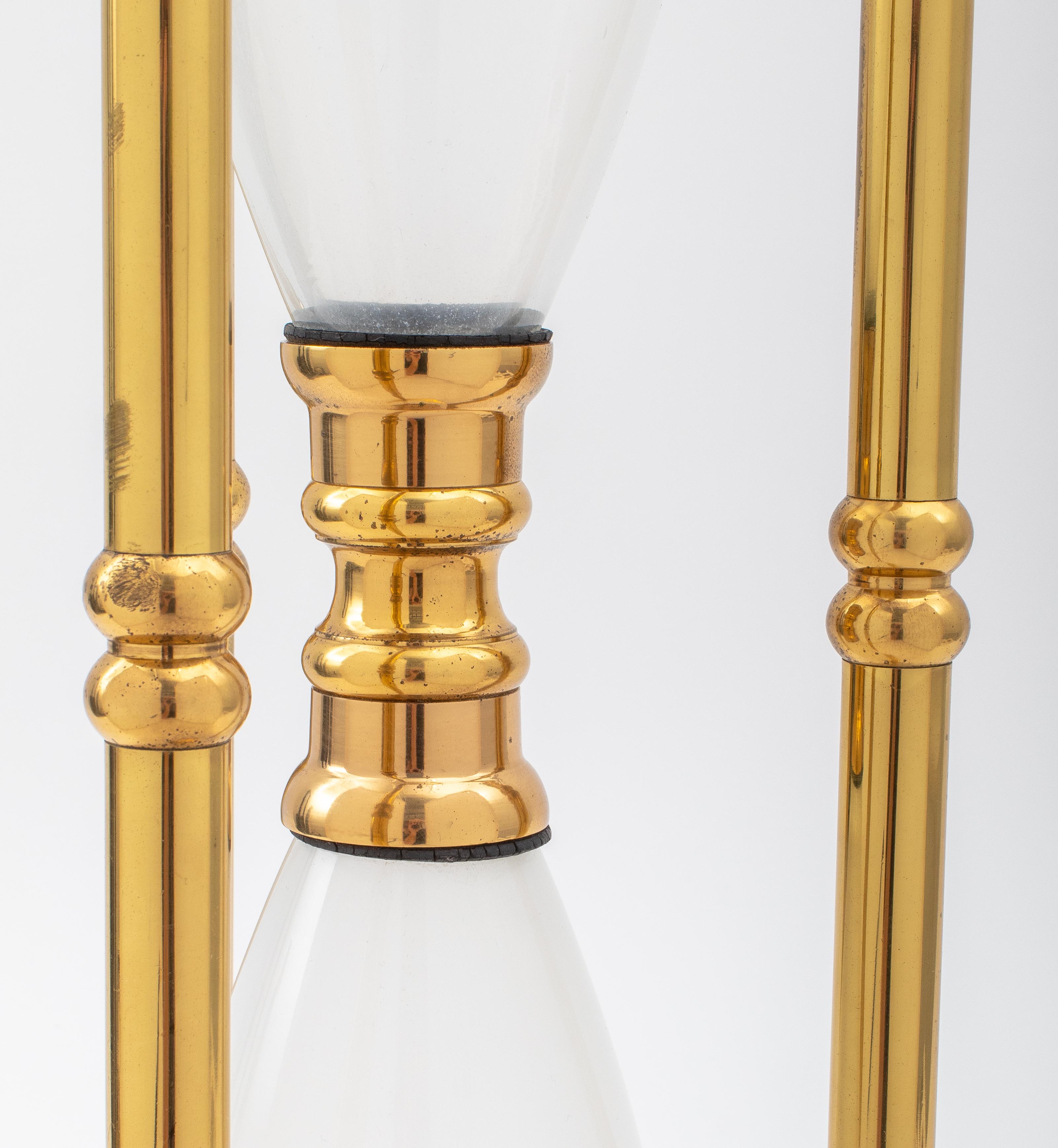 Modern Large Brass White Sand Hourglass In Good Condition In New York, NY