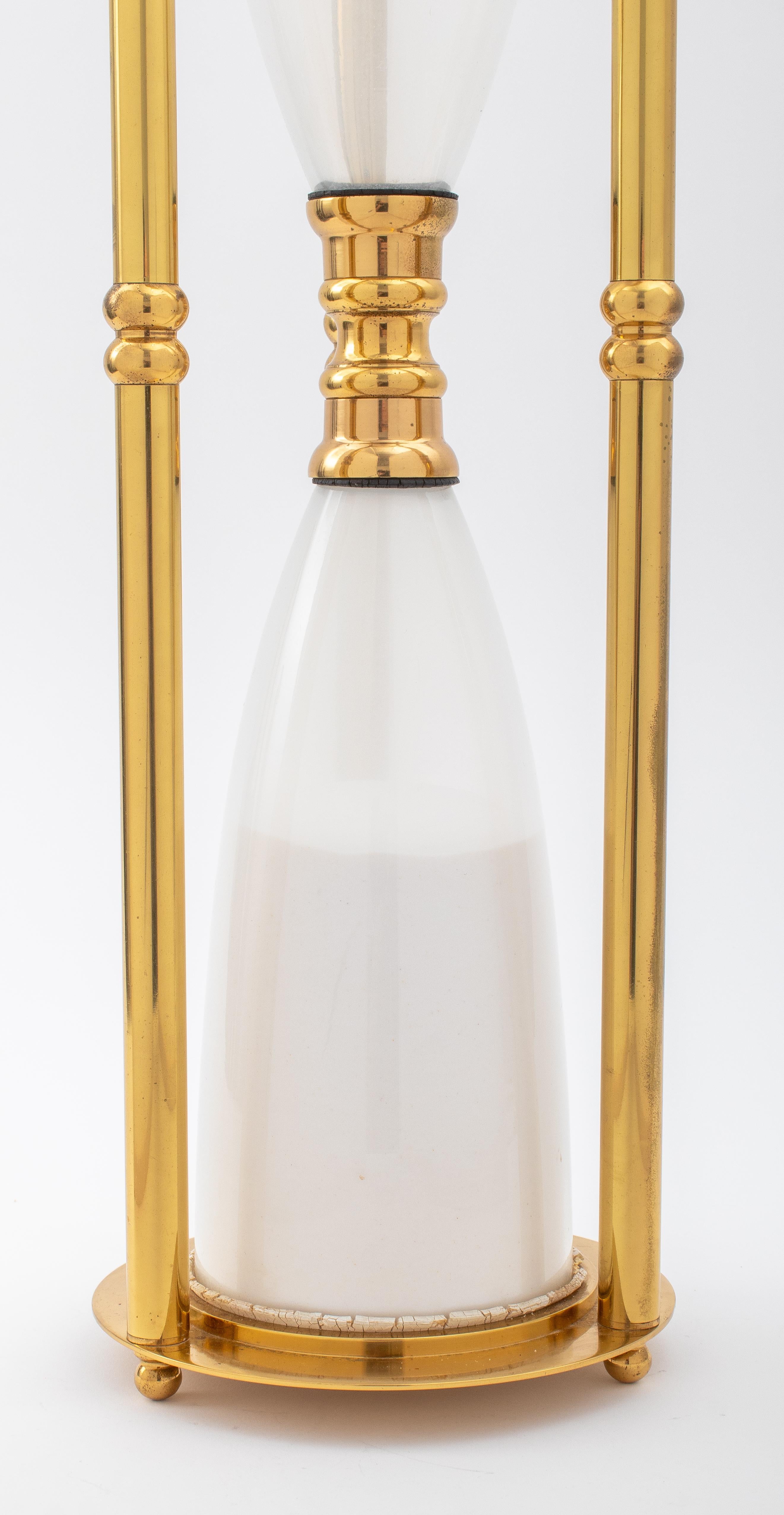 20th Century Modern Large Brass White Sand Hourglass