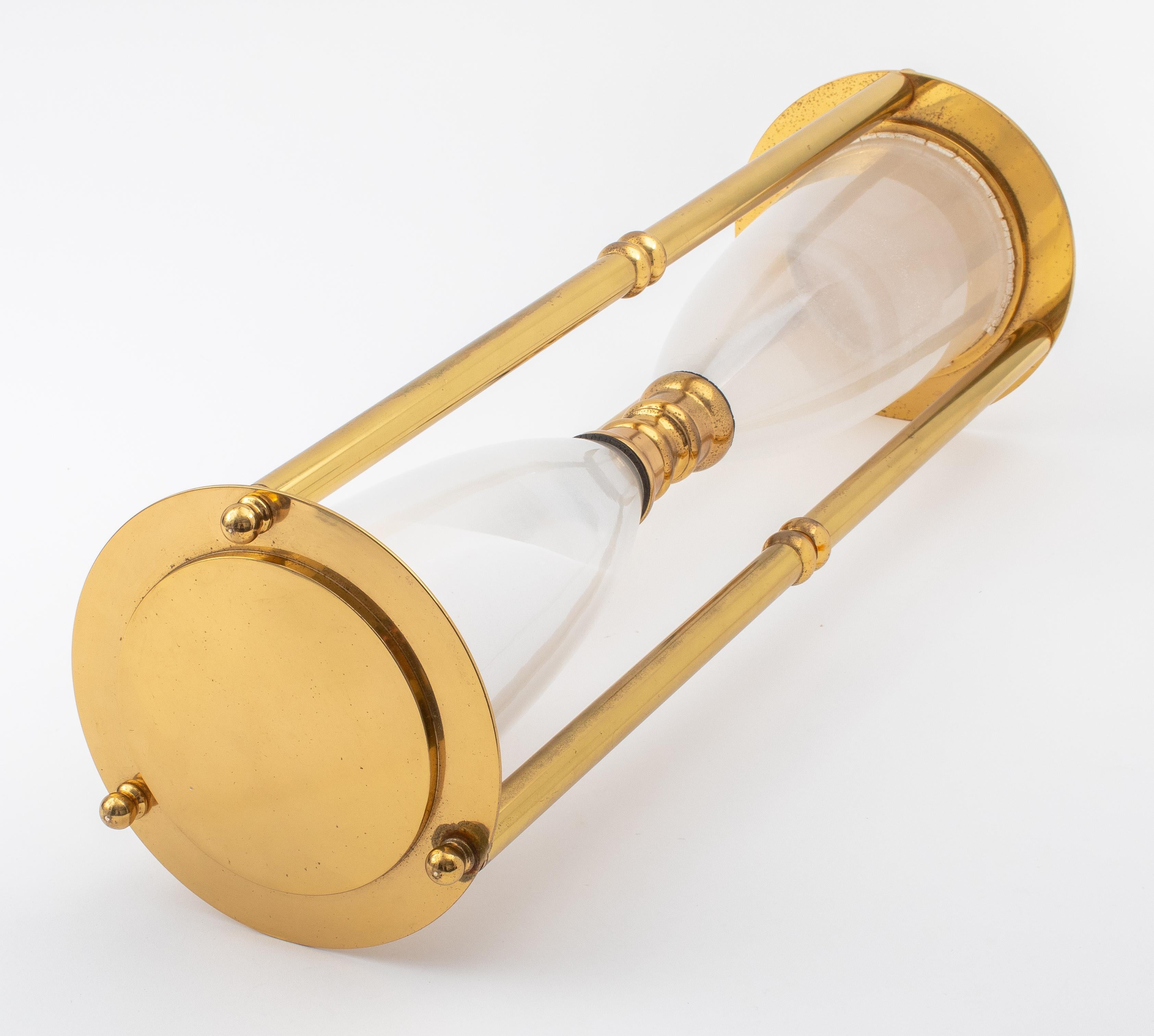 20th Century Modern Large Brass White Sand Hourglass
