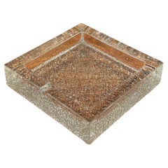 Grand cendrier moderne en verre craquelé