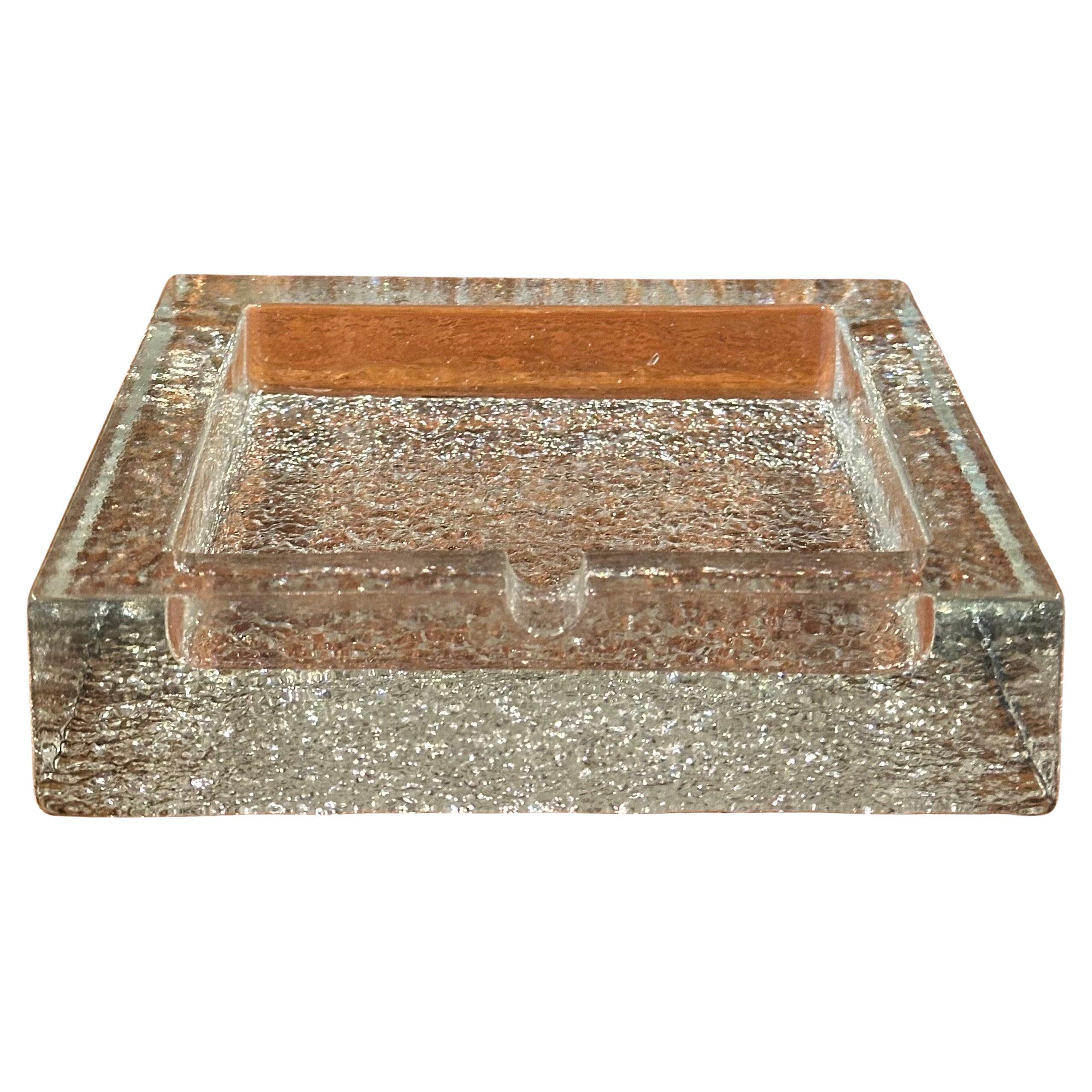 Großer moderner Zigarren-Aschenbecher aus Craquelé-Glas (Moderne) im Angebot