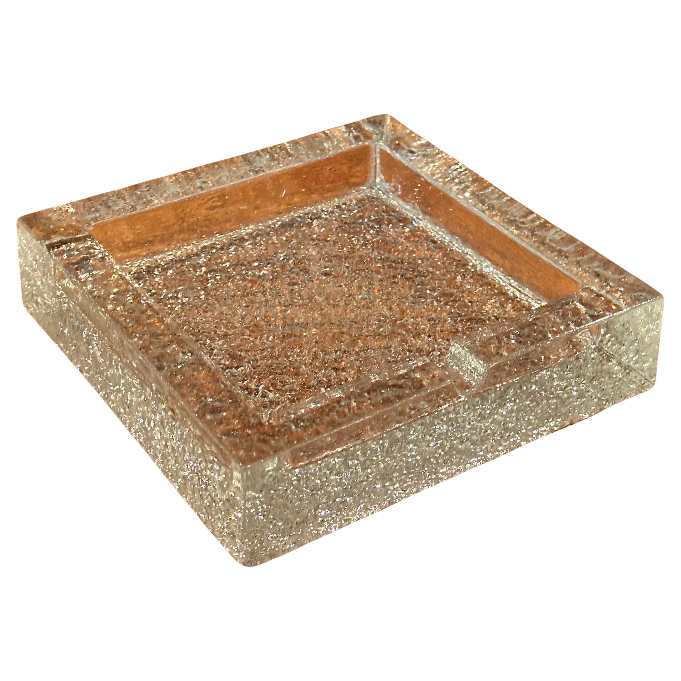 Großer moderner Zigarren-Aschenbecher aus Craquelé-Glas im Angebot 1