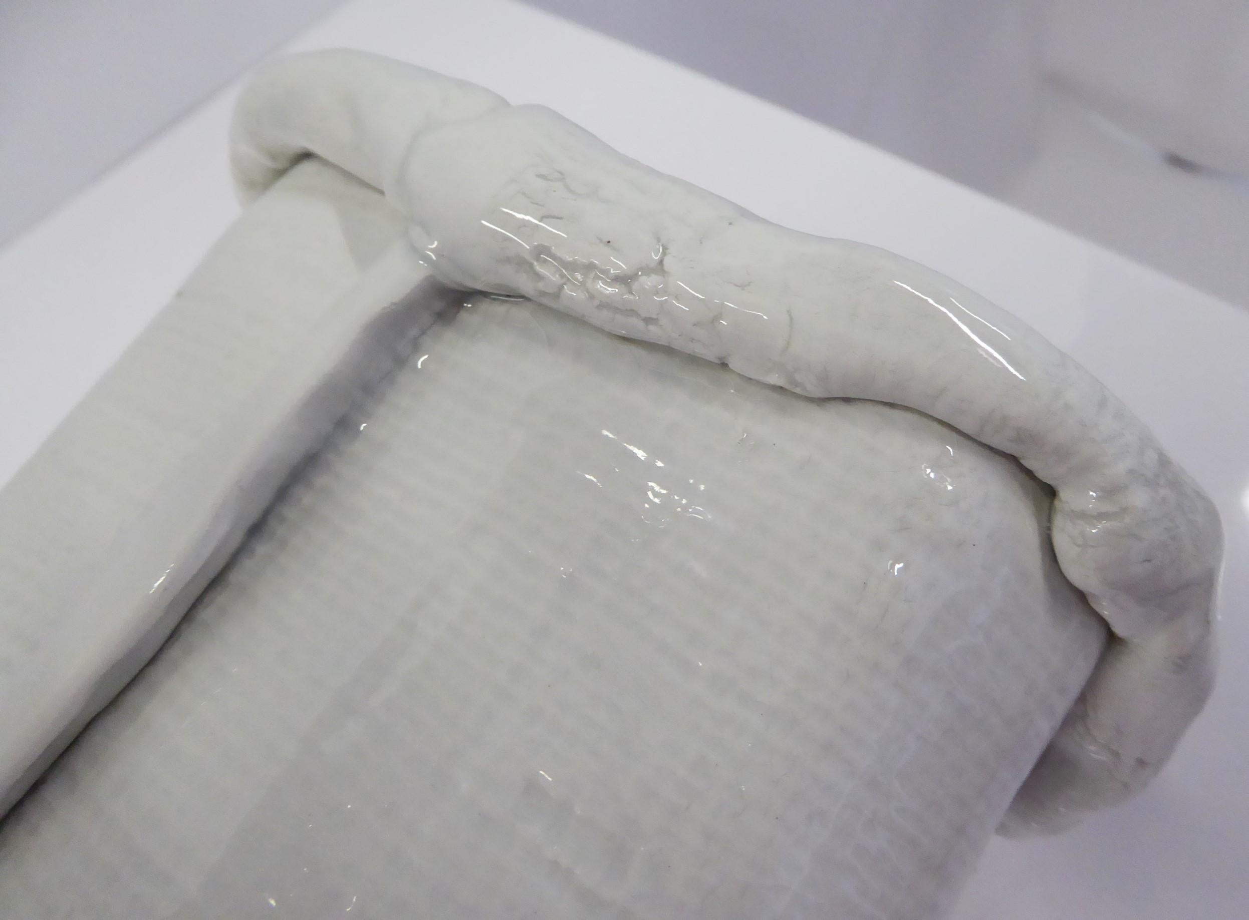 Modern Large Hand Made Textured Ceramic Freeform Paper Bag Vase, Italy, 1970s 4
