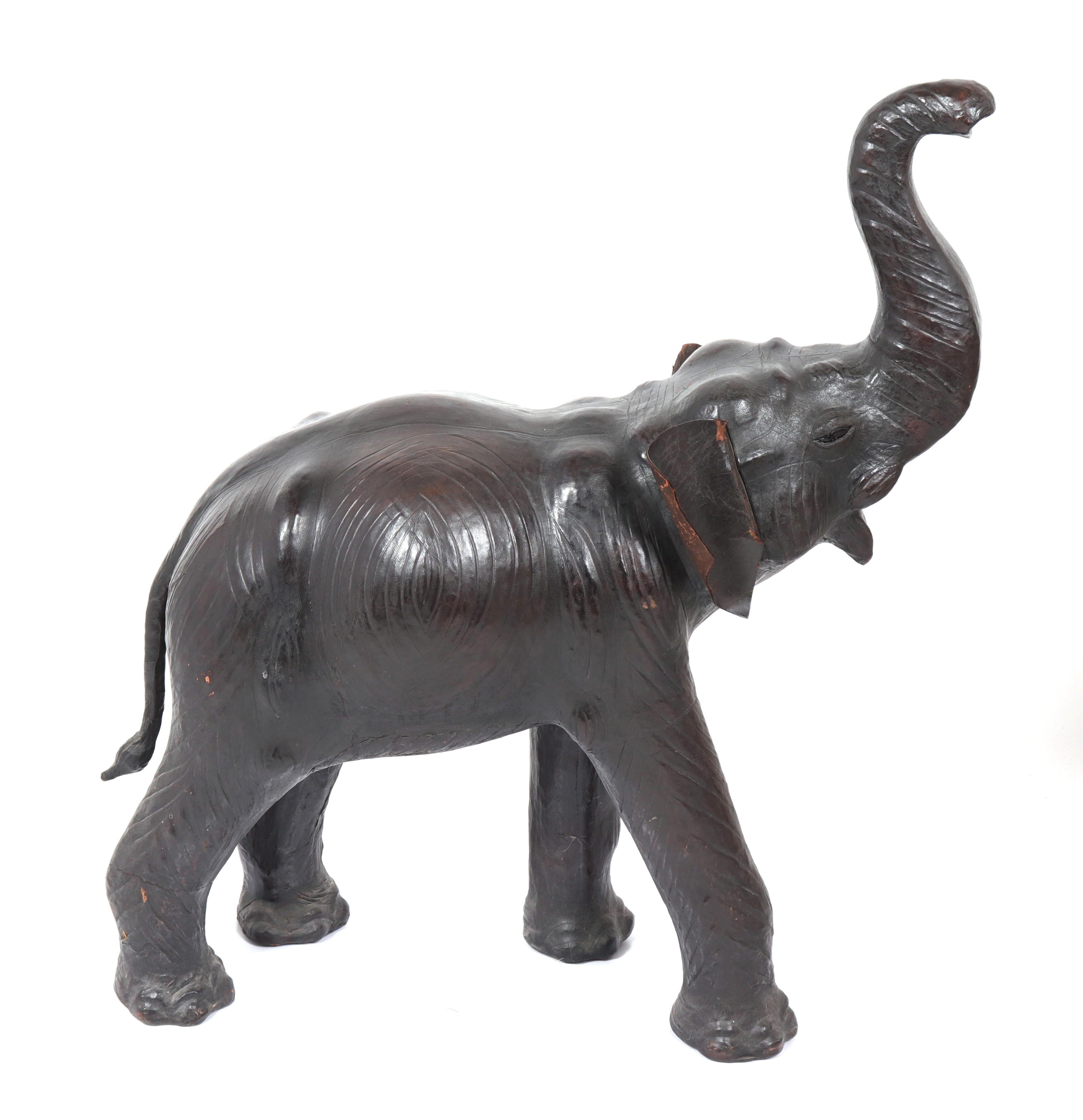 Modern Large Leather-Clad Elephant Sculpture In Good Condition In New York, NY
