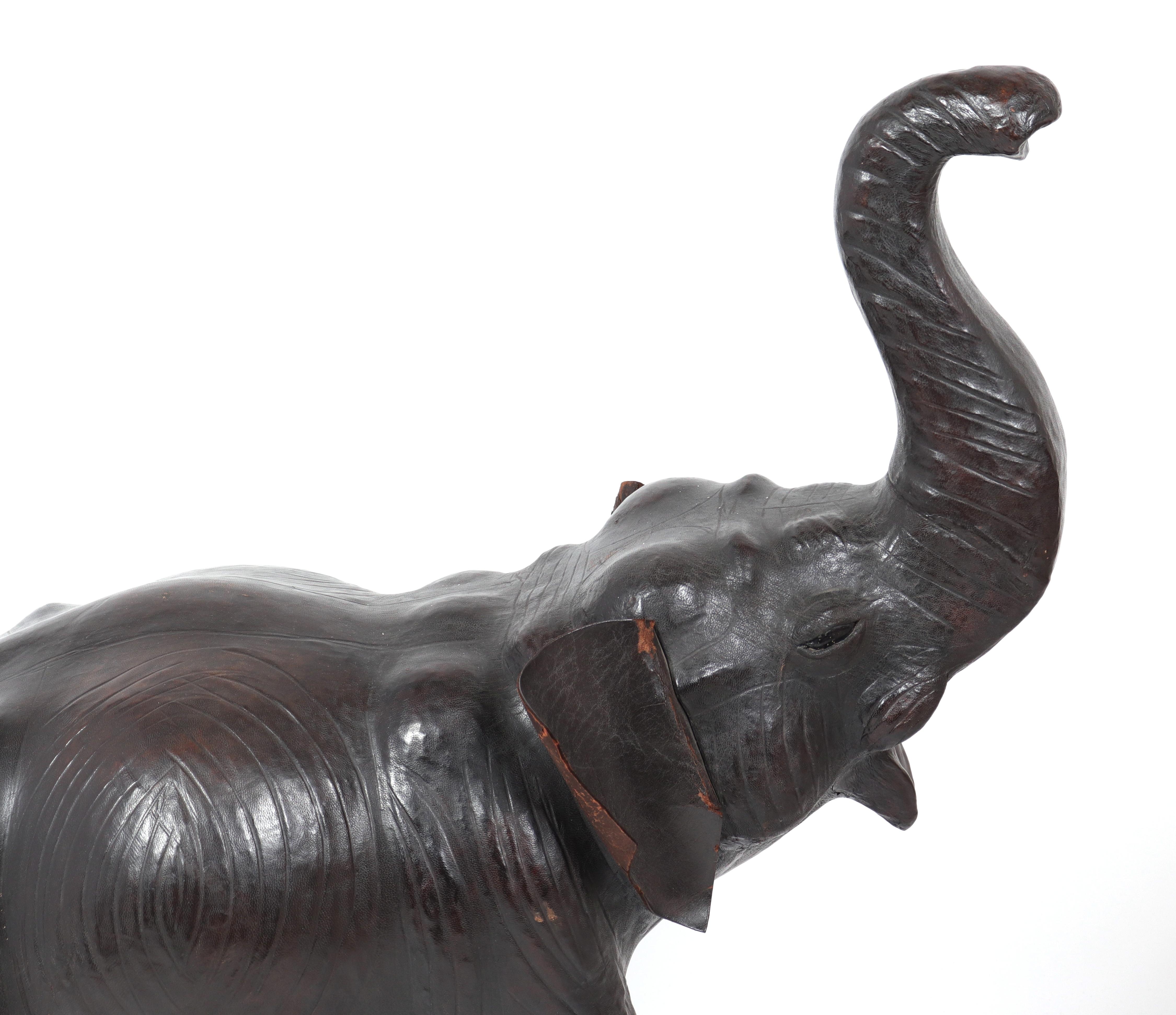 20th Century Modern Large Leather-Clad Elephant Sculpture