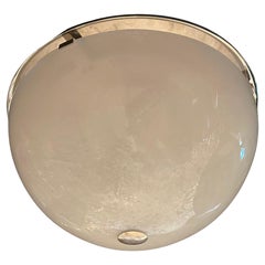 Modern Large Murano Art Glass Globe Dome Polished Nickel Flush Mount Fixture