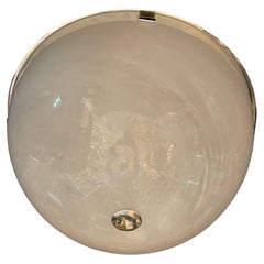 Moderne große Murano-Kunstglas-Kugel Dome Nickel poliert Flush Mount Leuchte