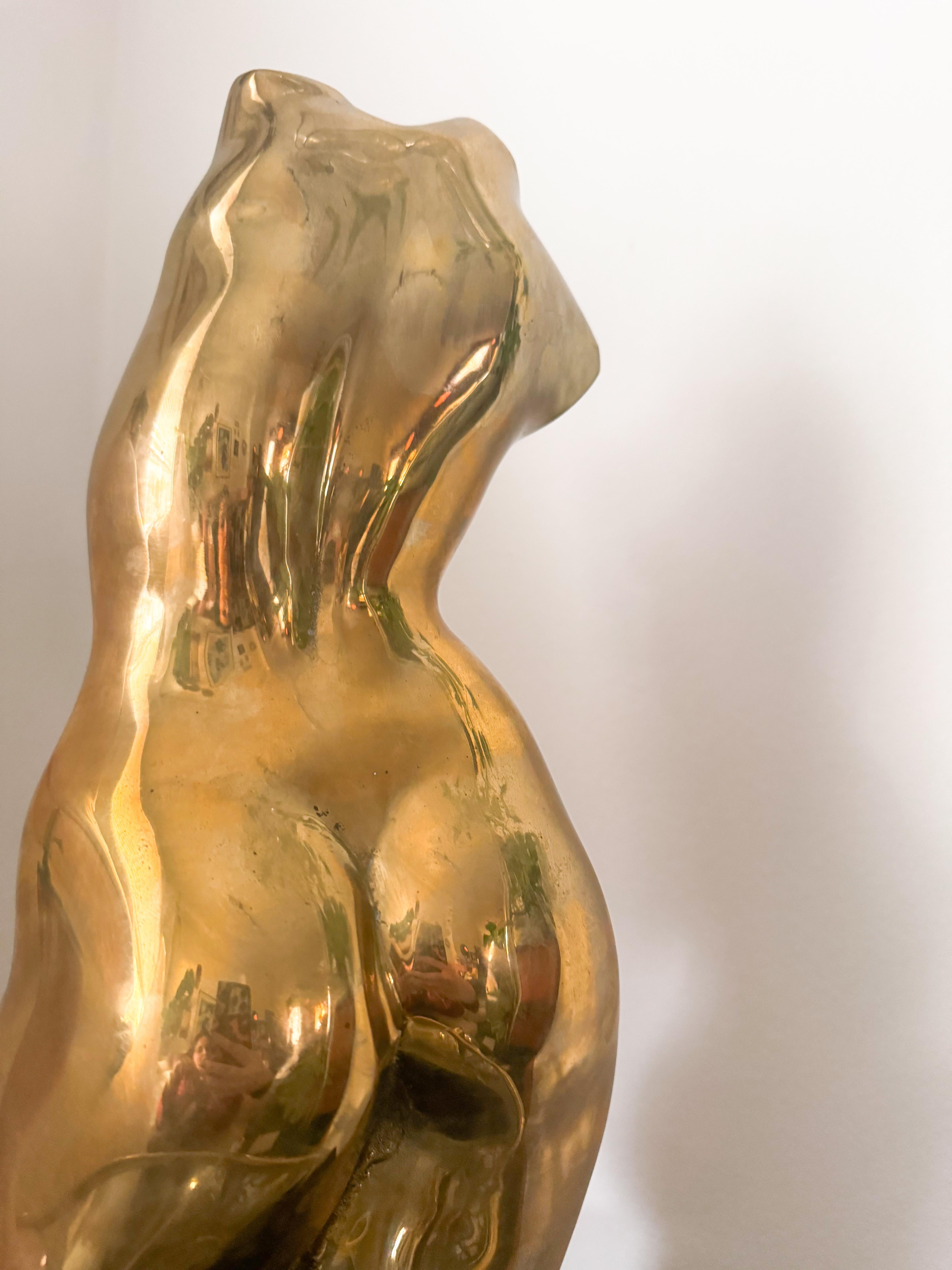 Brass Modern Large Nude Female Figure Torso Bust Sculpture Mid Century Modern