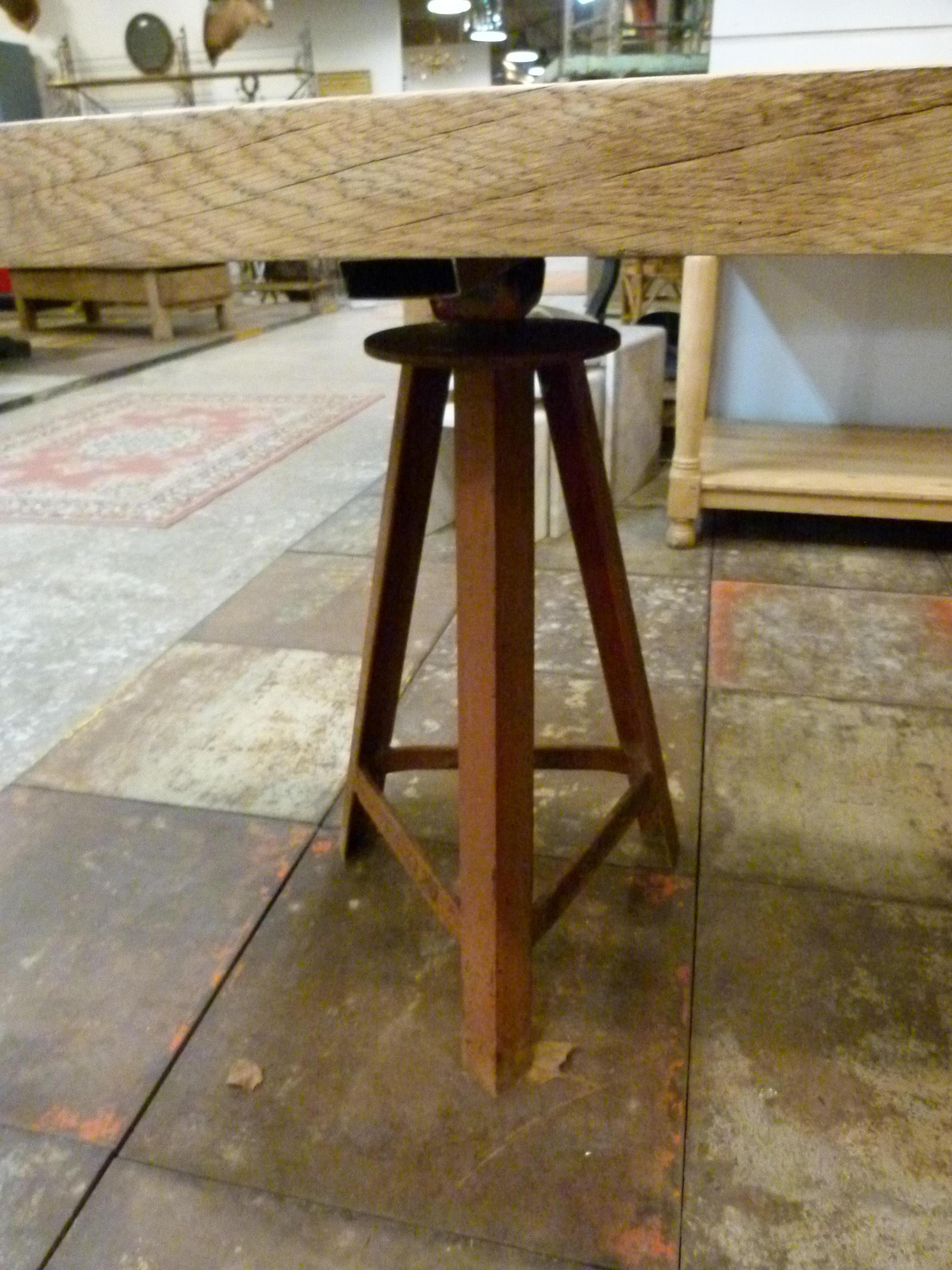 Modern Large Robust Walnut Table with Adjustable Iron Easels 1