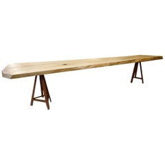 Modern Large Robust Walnut Table with Adjustable Iron Easels