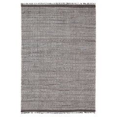 Moderner großer Wollteppich mit geometrischem Design in Braun, Anthrazit und Elfenbein