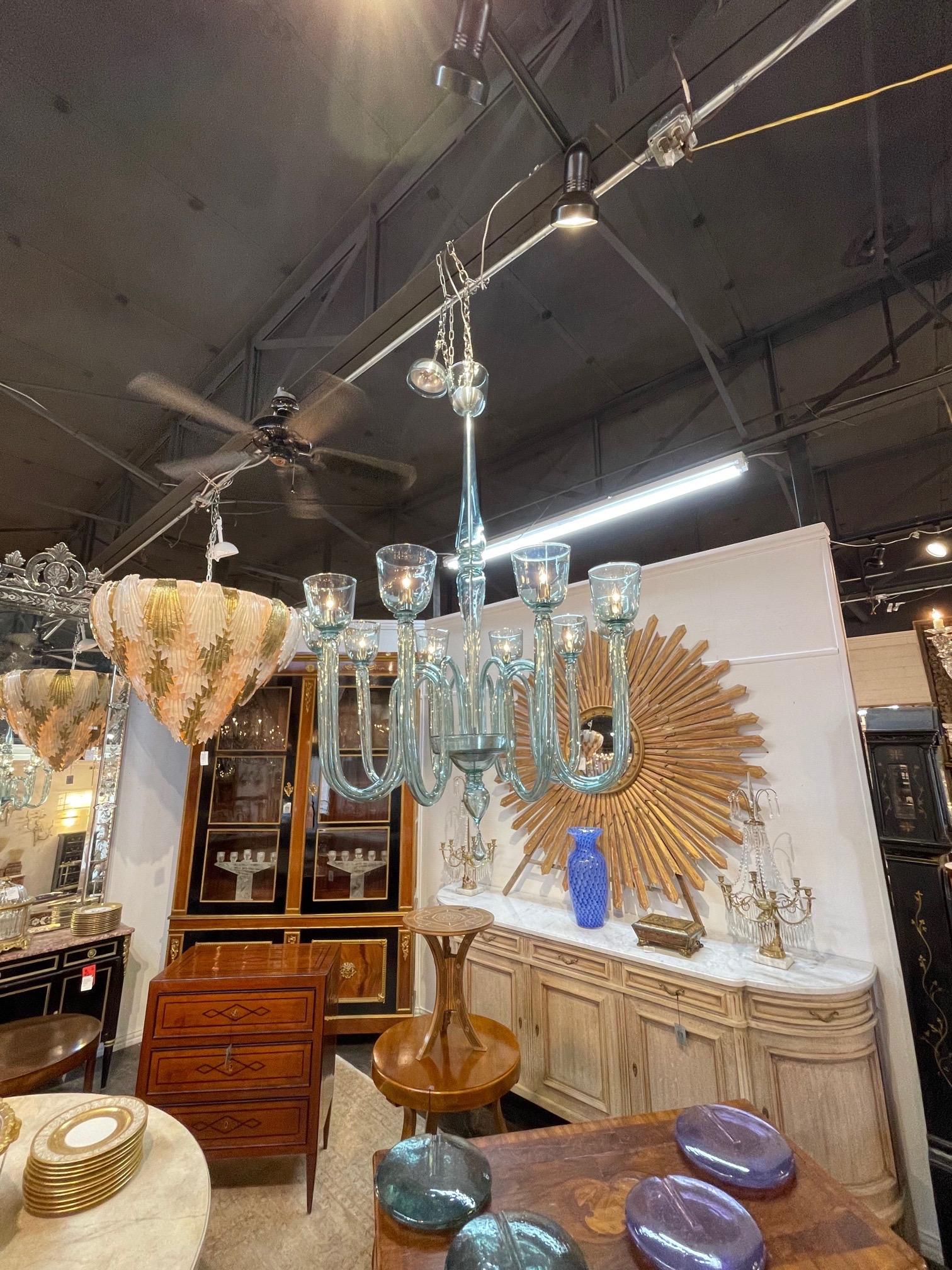 Modern Large Scale Murano Glass 10 Arm Chandelier For Sale 5