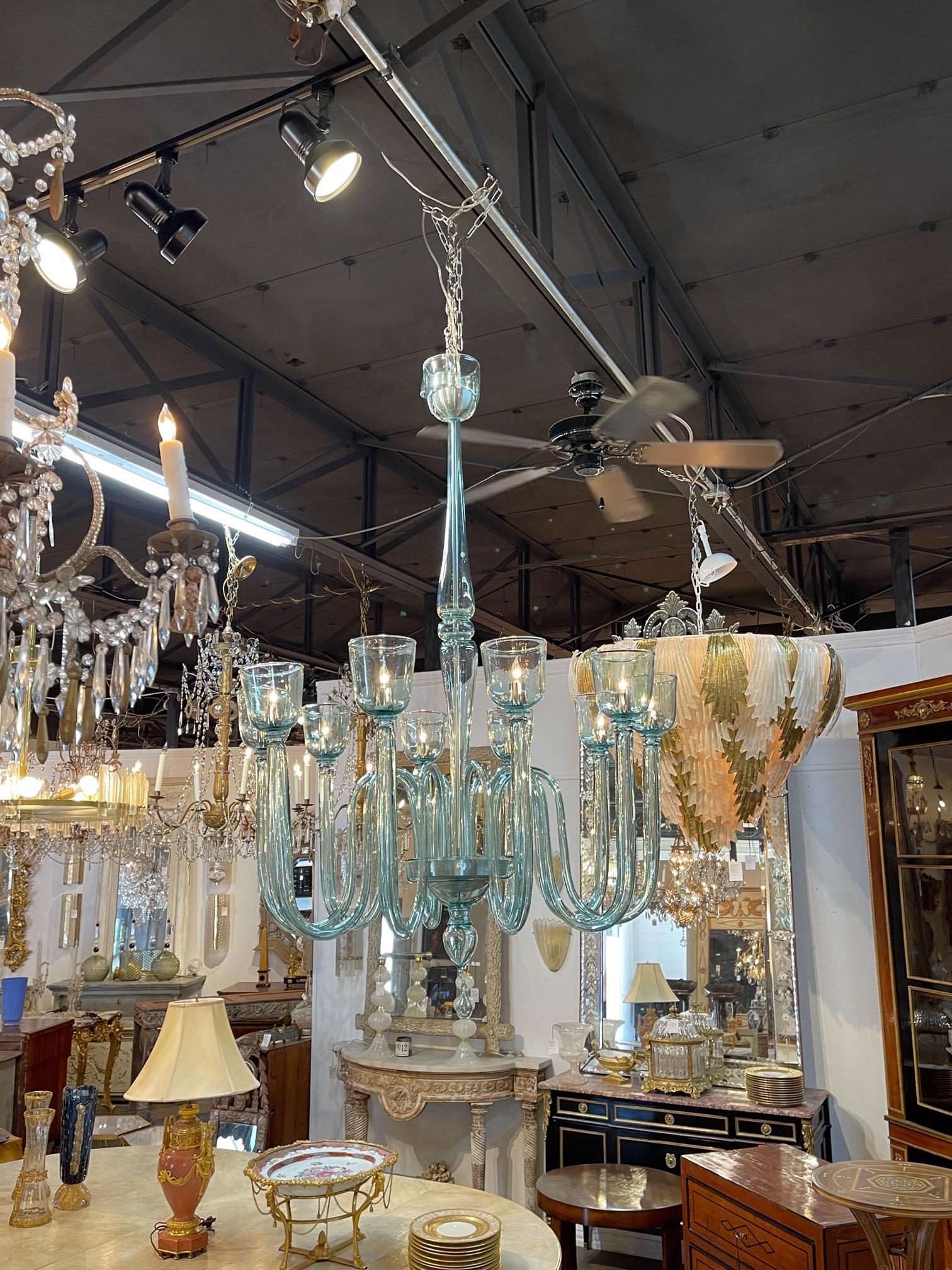 Italian Modern Large Scale Murano Glass 10 Arm Chandelier For Sale