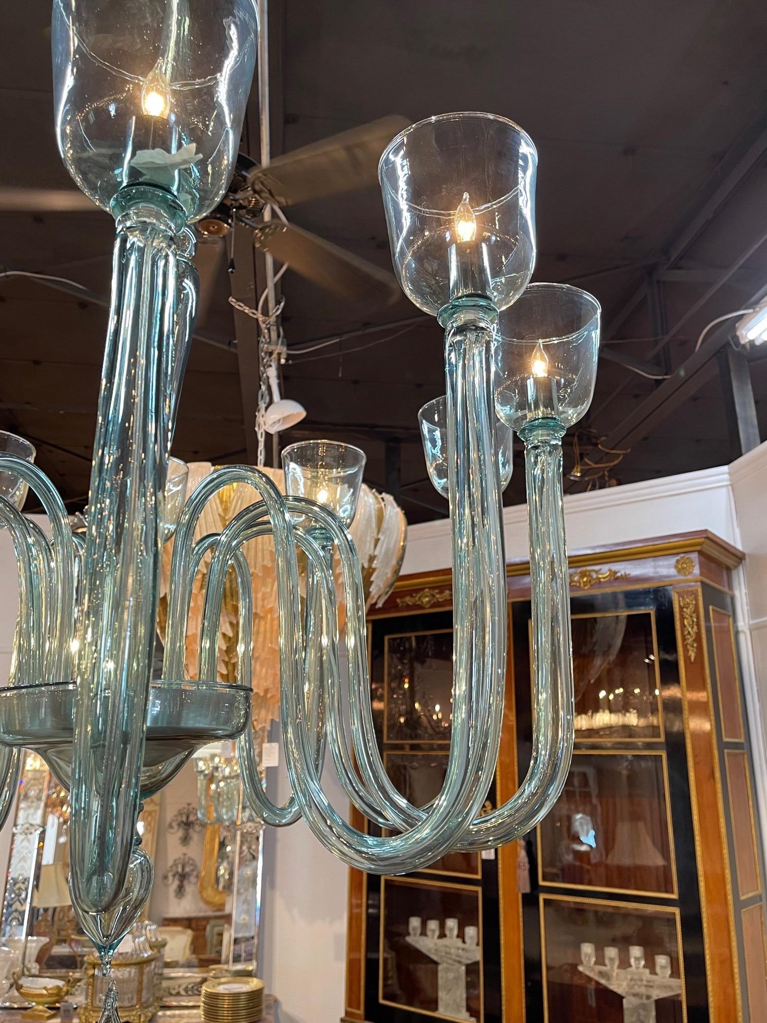 Contemporary Modern Large Scale Murano Glass 10 Arm Chandelier For Sale