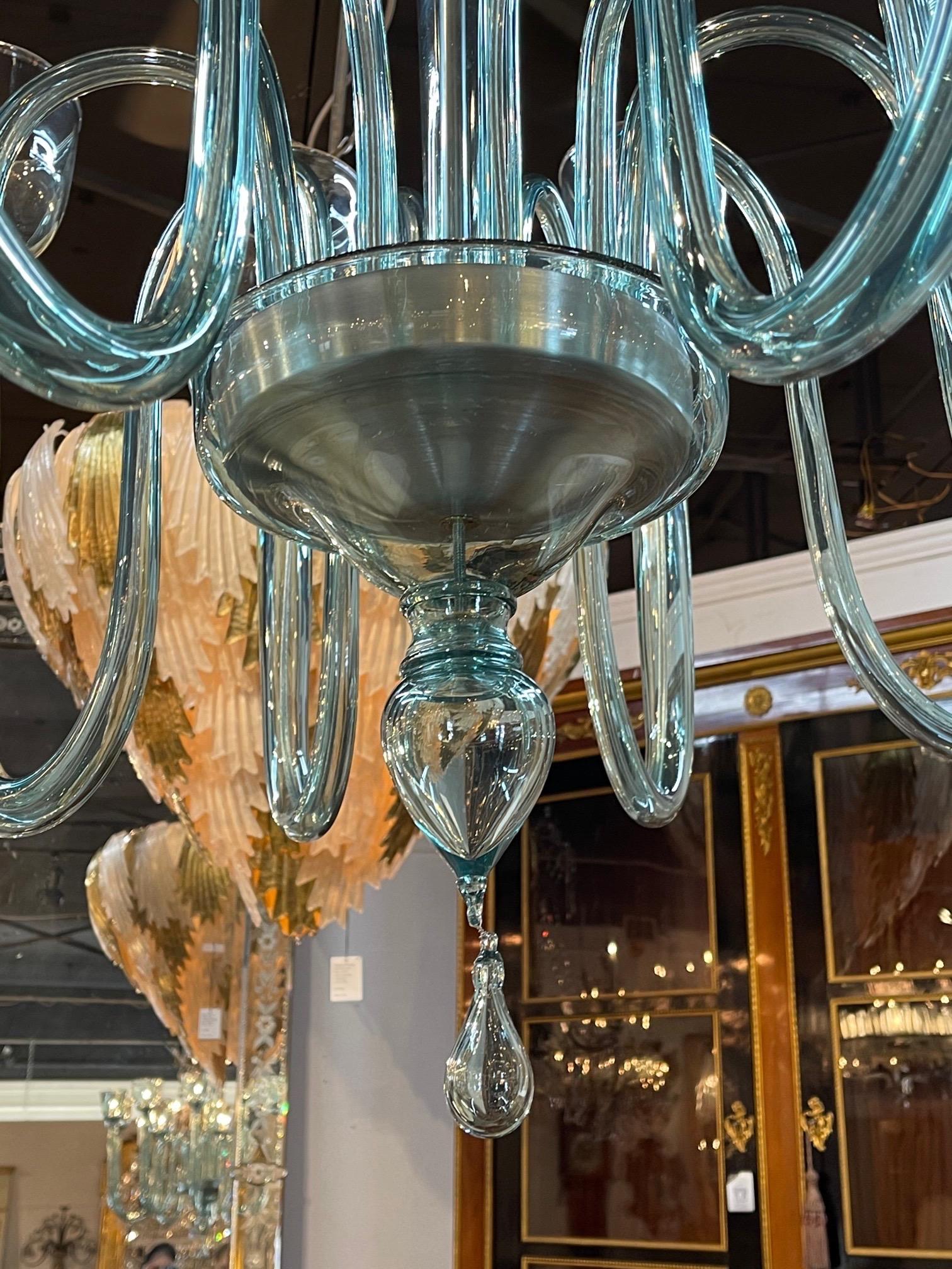 Modern Large Scale Murano Glass 10 Arm Chandelier For Sale 4