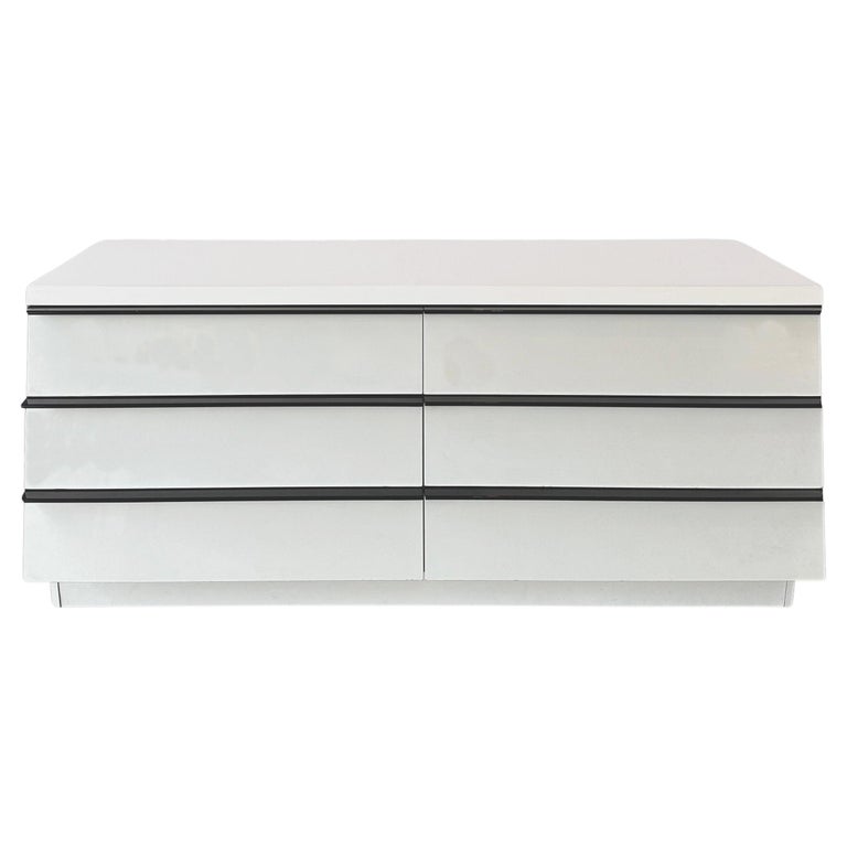 Modern Large White Lacquer Dresser with Long Black Handles For Sale at  1stDibs | long white dressers, white dresser black handles, white dresser  with black handles