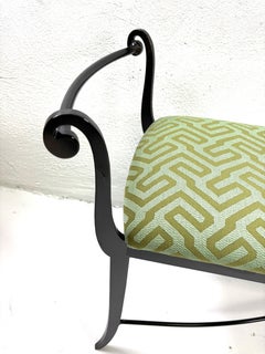 Modern late 20th century wrought iron upholstered bench