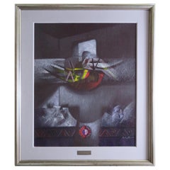 Modern Latin American Art Martinez Rojas Abstract Acrylic Composition Peru 1988