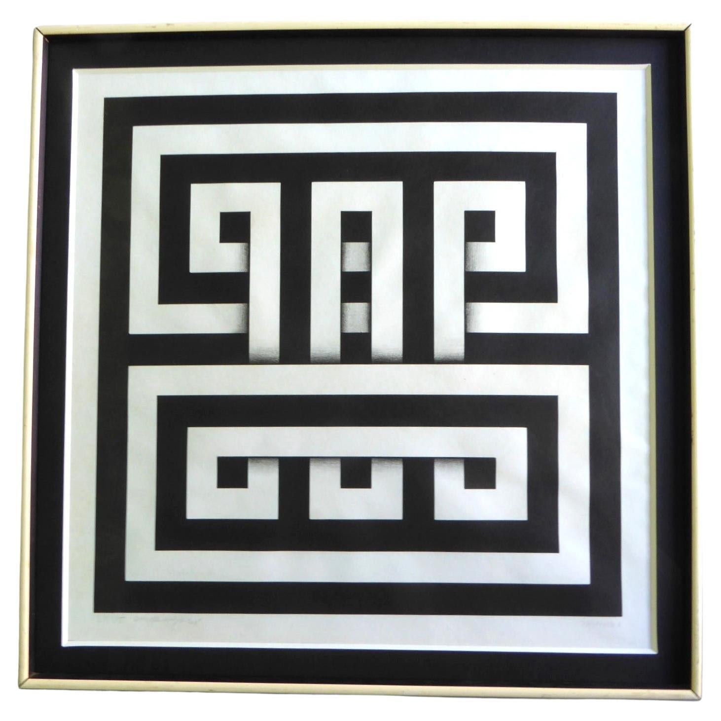 Op Art Moderno Latinoamericano Omar Rayo Serigrafía Saphan II 1968 Colombia