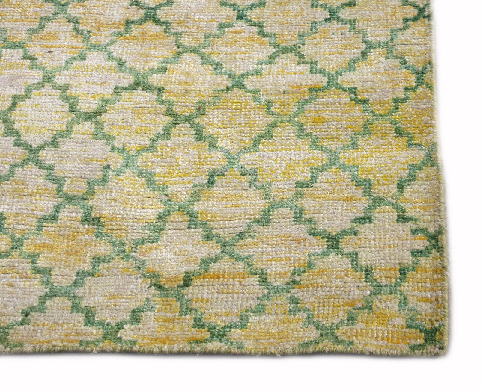 Hand-Knotted Modern Lattice Rug For Sale