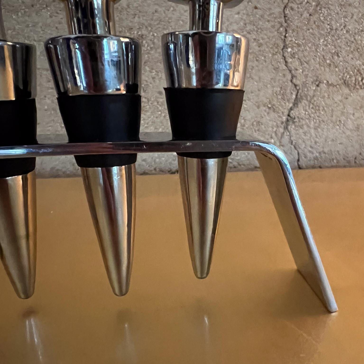 Modern Lauffer Geometric Set of Three Chrome Bottle Stoppers For Sale 1