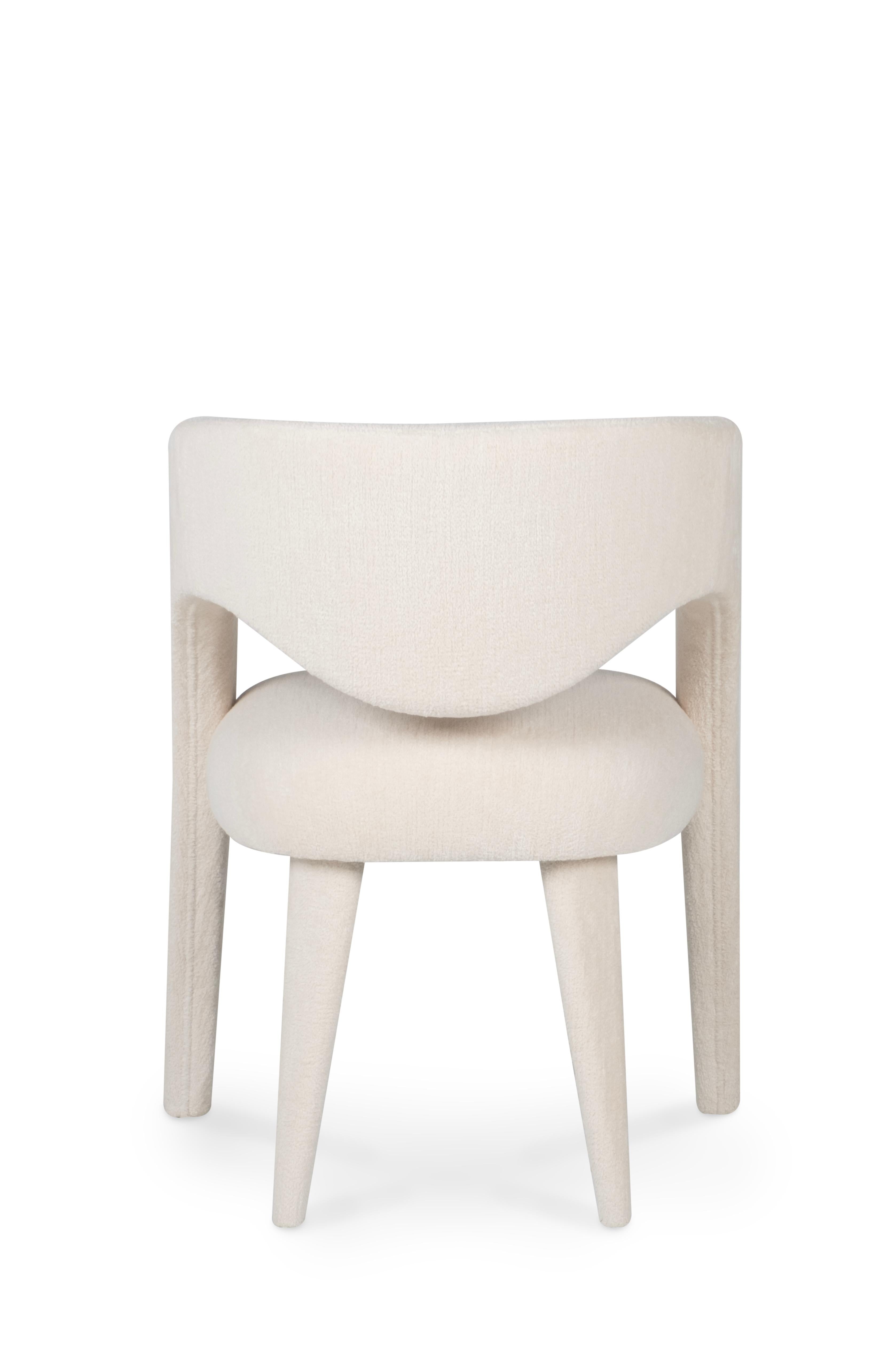 Modern Laurence Dining Chair, DEDAR Beige Chenille, Handmade Portugal Greenapple For Sale 1