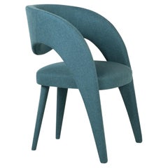Modern Laurence Dining Chair, Denim Blue Woven, Handmade by Greenapple
