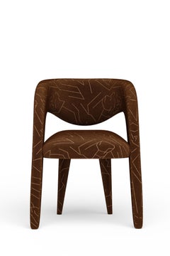 Modern Laurence Dining Chairs, Burgundy DEDAR Jacquard, Handmade by Greenapple