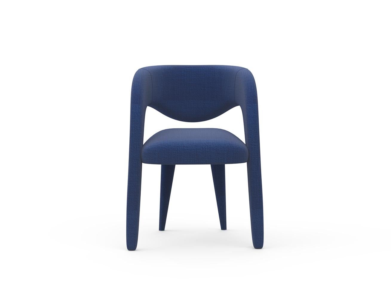 Moderne Chaises de salle à manger Laurence, laine bleu DDAR, fabriquées à la main au Portugal par Greenapple en vente
