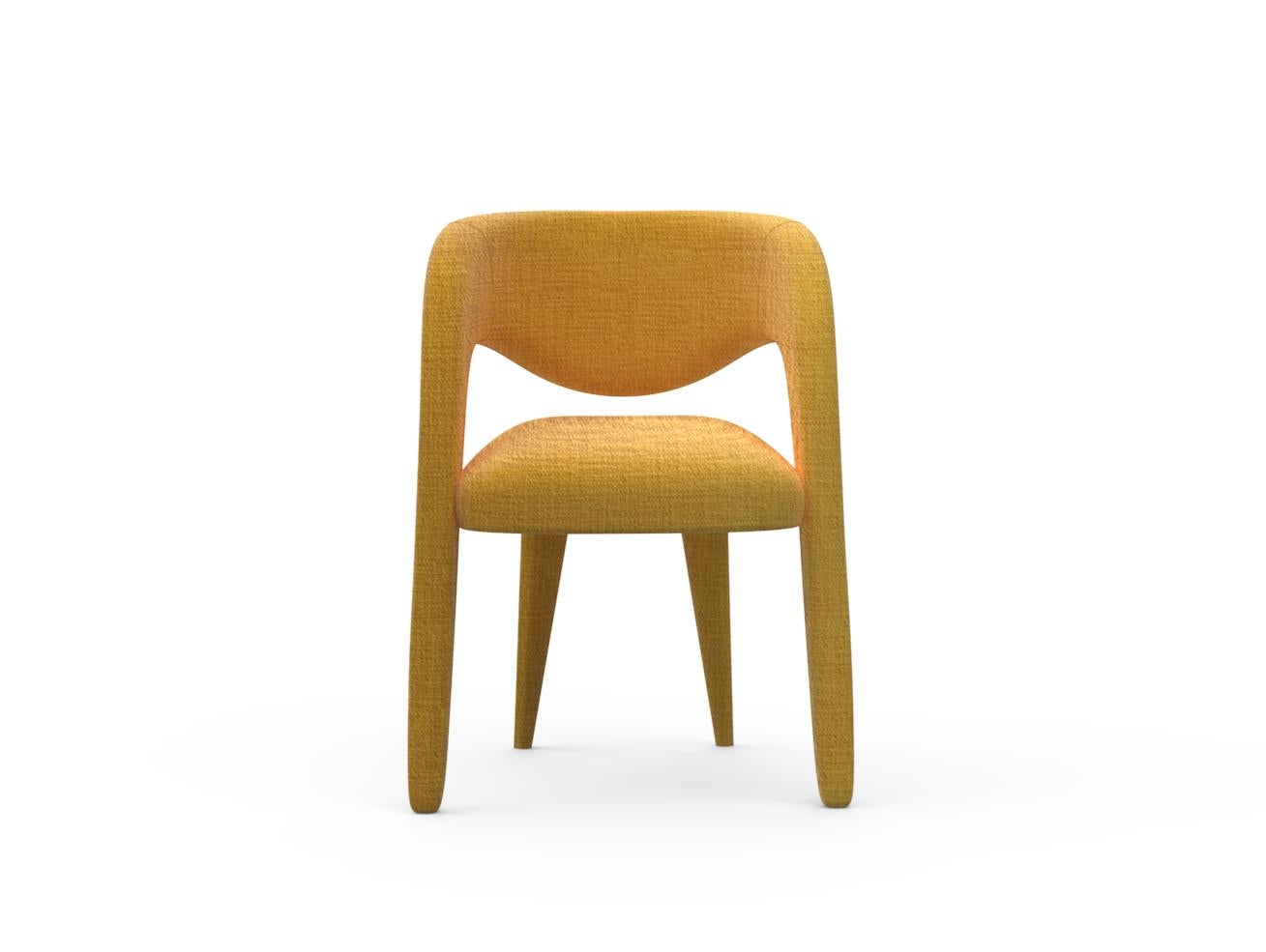 Portuguese Modern Laurence Dining Chair, DEDAR Mustard Wool, Handmade Portugal Greenapple For Sale