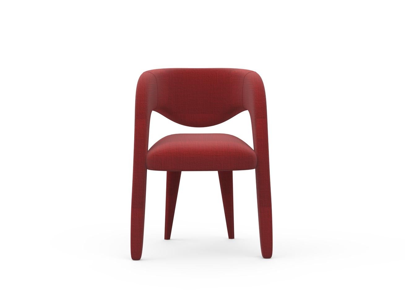 Portuguese Modern Laurence Dining Chairs, DEDAR Red Wool, Handmade Portugal by Greenapple For Sale