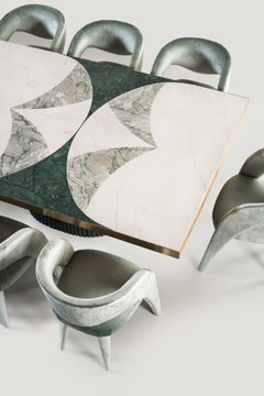 Sedie da pranzo moderne Laurence, velluto Dedar, fatte a mano in Portogallo da Greenapple