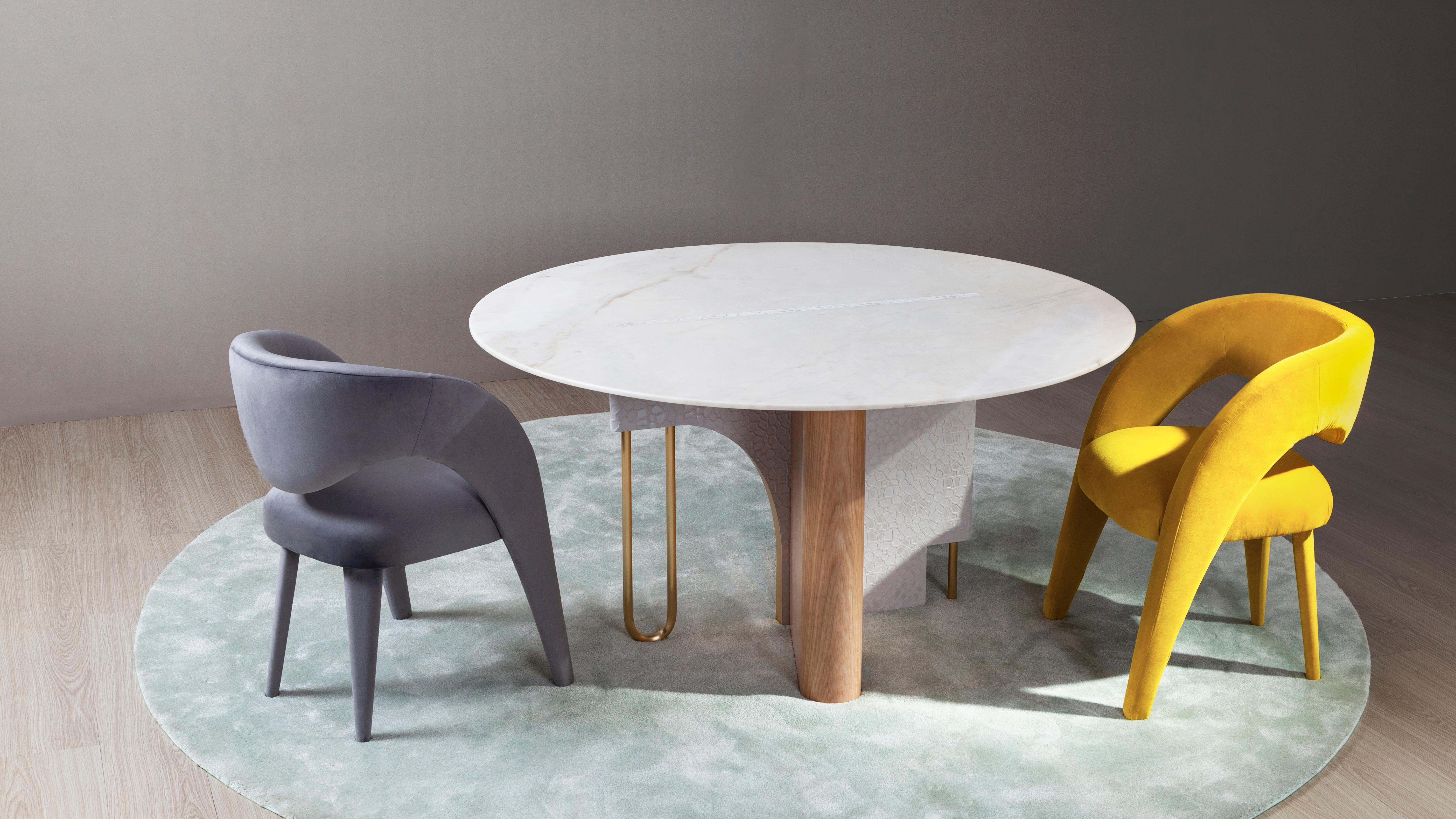 Moderne Laurence-Esszimmerstühle, DEDAR-Samt, handgefertigt in Portugal von Greenapple im Angebot 2