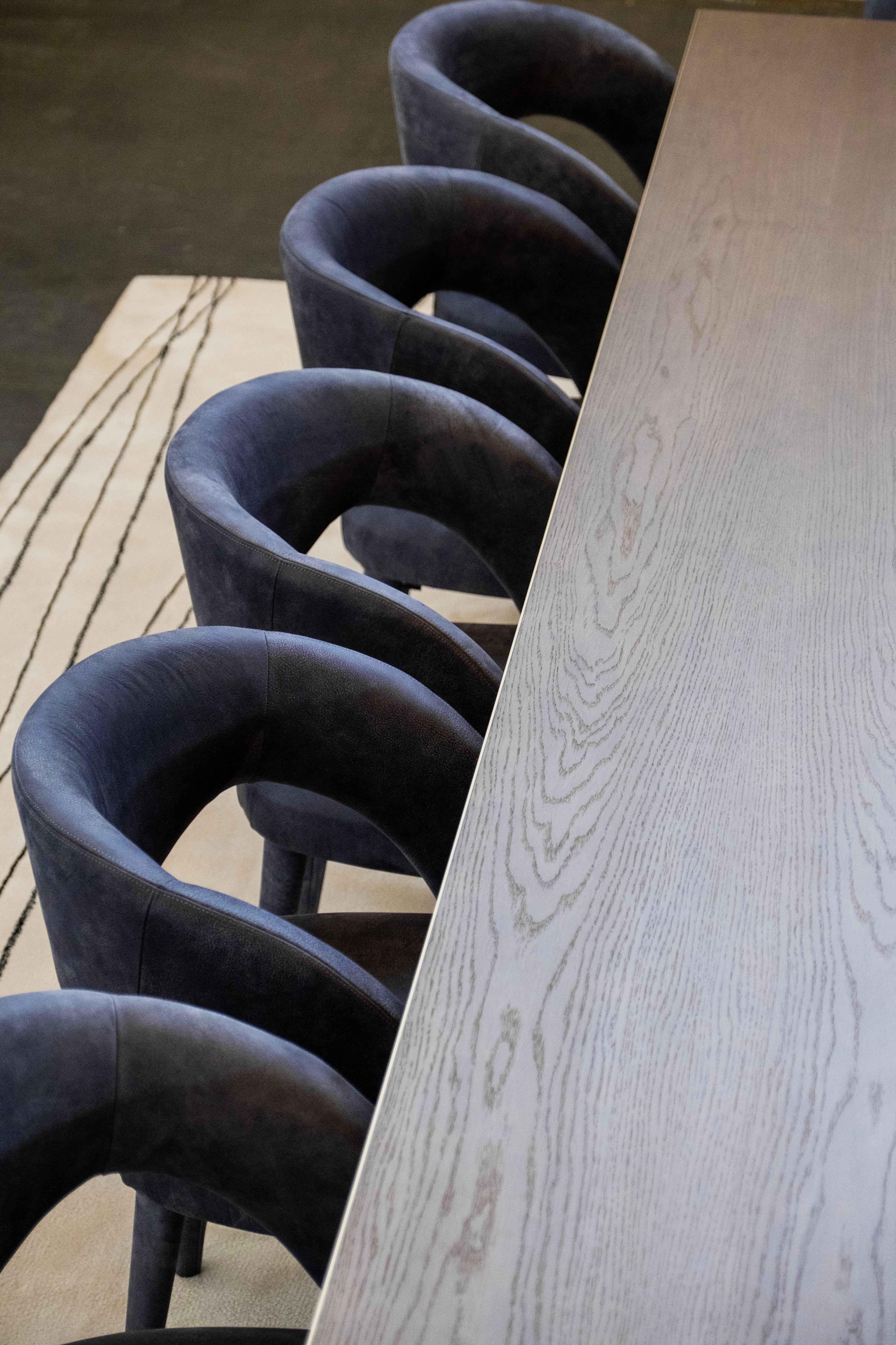 Modern Laurence Dining Chairs, Italian Leather, Handmade Portugal by Greenapple For Sale 10