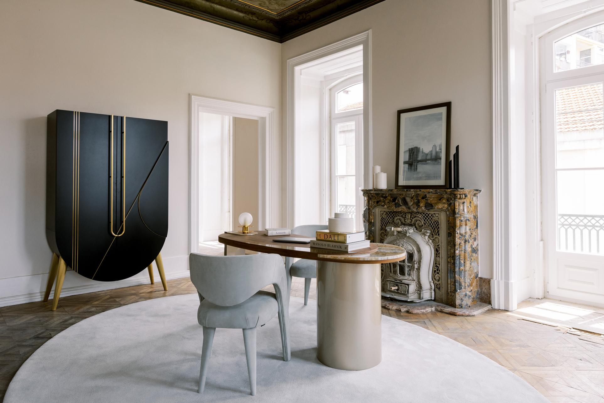 Moderne Laurence-Esszimmerstühle, Nubuck-Leder, handgefertigt Portugal von Greenapple im Angebot 6