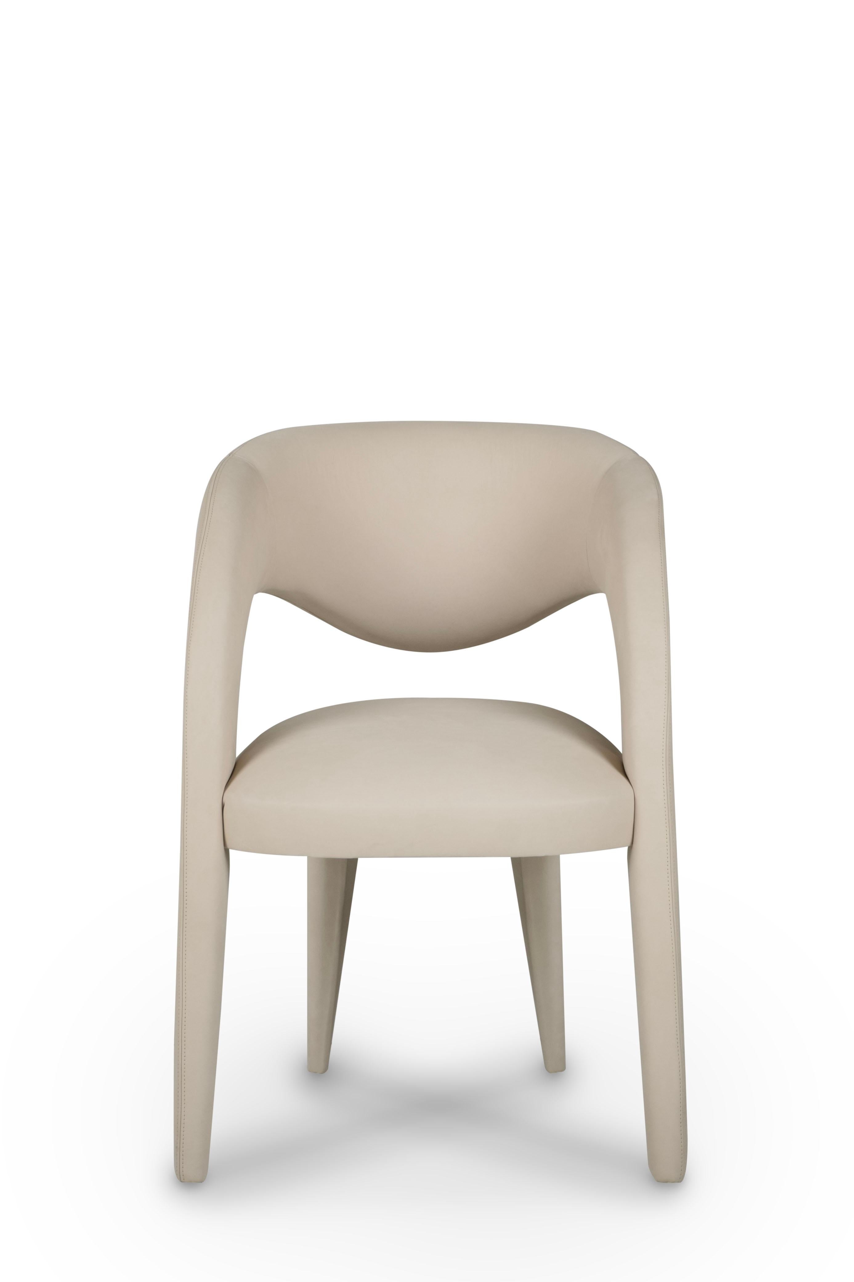 Modern Laurence Dining Chairs, Nubuck Leather, Handmade Portugal by Greenapple For Sale 1